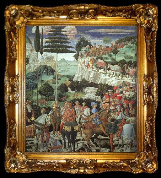 framed  Benozzo Gozzoli Procession of the Magus Melchoir, ta009-2